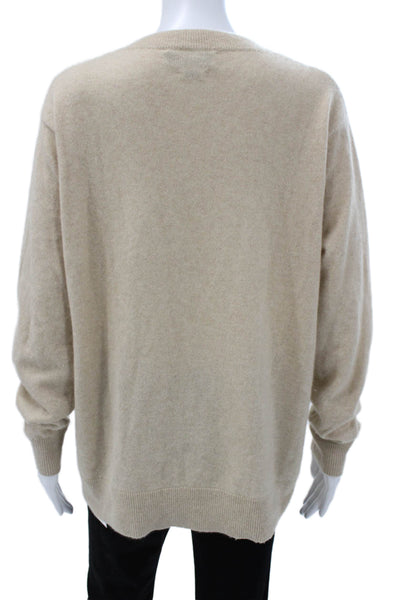 Leret Leret Women Beige Cashmere Pullover Crew Neck Long Sleeve Size S