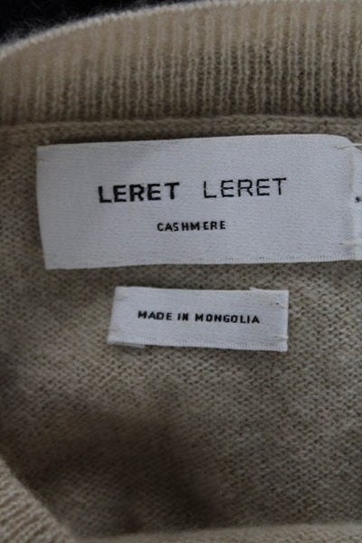 Leret Leret Women Beige Cashmere Pullover Crew Neck Long Sleeve Size S