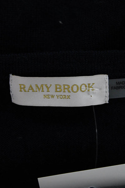 Ramy Brook Women Off Shoulder Wool Sweater Blue Long Sleeve Size S