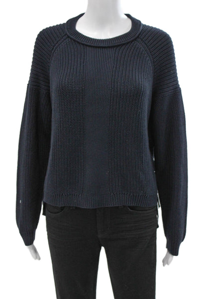 Loma Women Pullover Sweater Blue 100% Cotton Crew Neck Long Sleeve Size XS