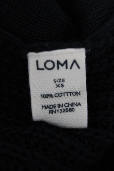 Loma Women Pullover Sweater Blue 100% Cotton Crew Neck Long Sleeve Size XS