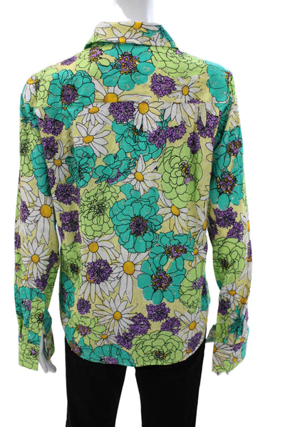 Marc Jacobs Unisex Button Down Linen Blend Long Sleeve Floral Shirt Size 4