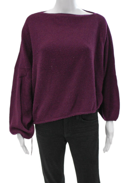 The Sei Women Purple Merino Wool Boat Neck Pullover Sweater Long Sleeve Size S