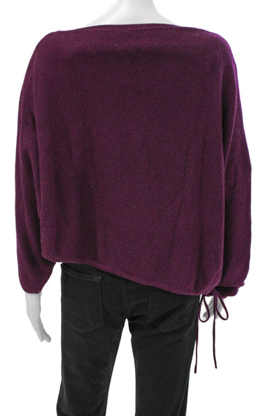 The Sei Women Purple Merino Wool Boat Neck Pullover Sweater Long Sleeve Size S
