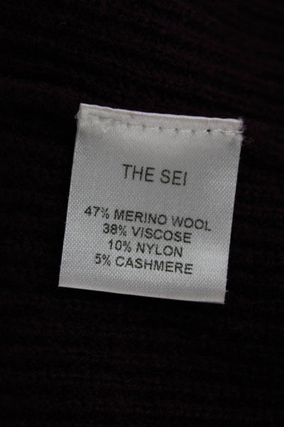 The Sei Women Purple Merino Wool Boat Neck Pullover Sweater Long Sleeve Size S