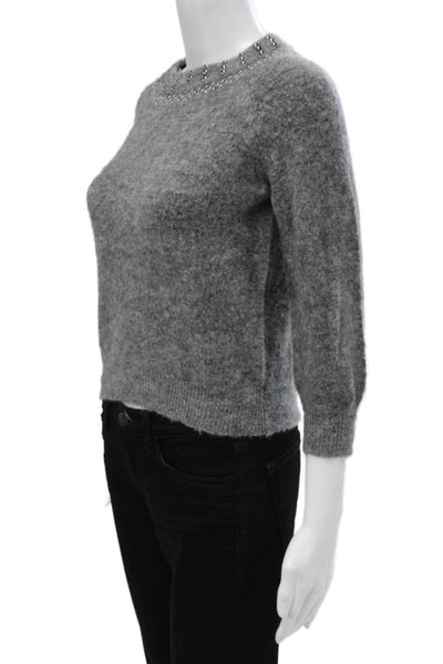 Pinko Womens Pullover Sweater Gray Crewneck 3/4 Sleeve Acrylic Size XS