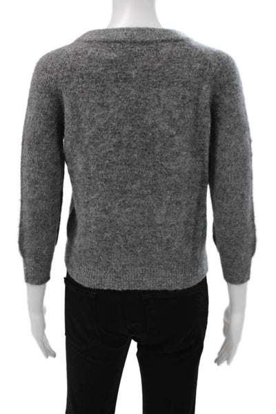 Pinko Womens Pullover Sweater Gray Crewneck 3/4 Sleeve Acrylic Size XS
