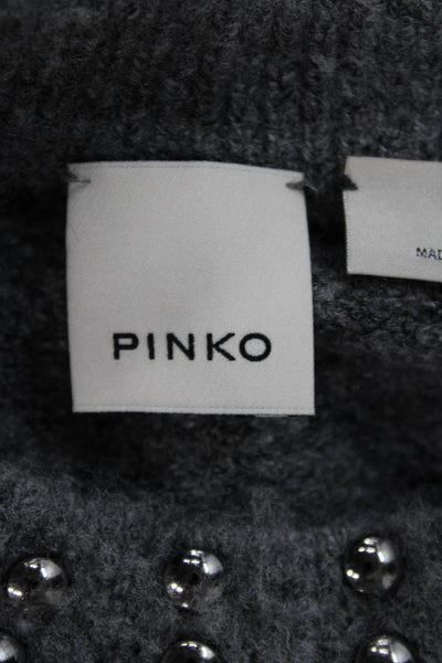 Pinko Womens Pullover Sweater Gray Crewneck 3/4 Sleeve Acrylic Size XS