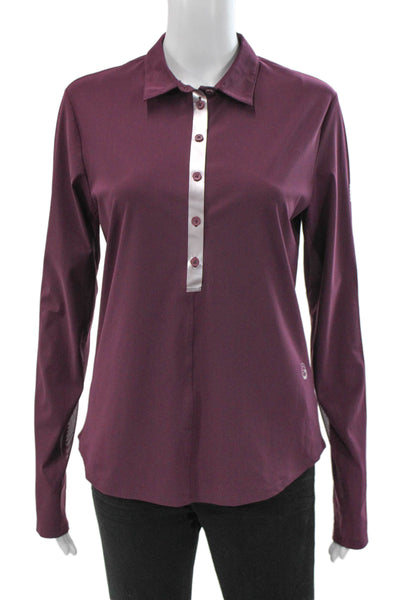 Foray Golf Unisex Adults Tops Collared Purple Button Long Sleeve Size S