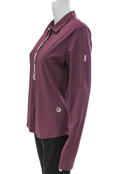 Foray Golf Unisex Adults Tops Collared Purple Button Long Sleeve Size S
