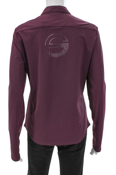 Foray Golf Unisex Adults Tops Collared Purple Button Long Sleeve Size S