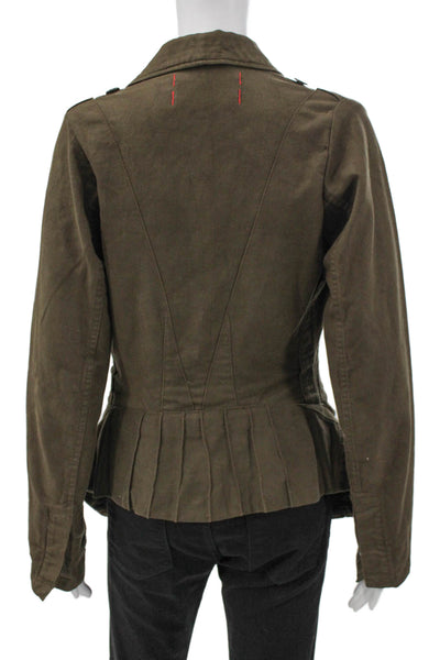 Mayer. Women Military Jacket Green Long Sleeve 100% Cotton Size XS