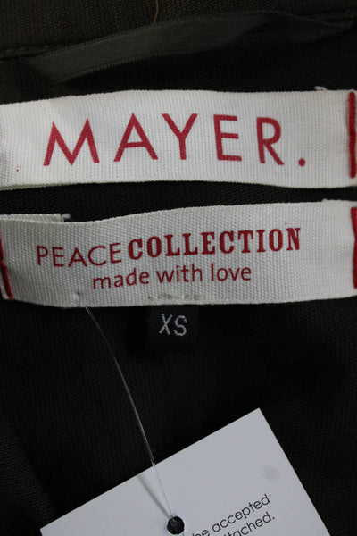 Mayer. Women Military Jacket Green Long Sleeve 100% Cotton Size XS