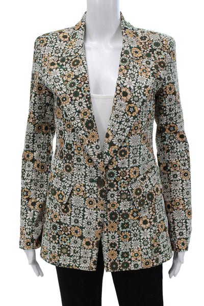 Smythe Womens Blazer Multicolor Floral Cotton Button Long Sleeve Size 4