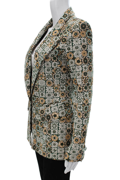 Smythe Womens Blazer Multicolor Floral Cotton Button Long Sleeve Size 4
