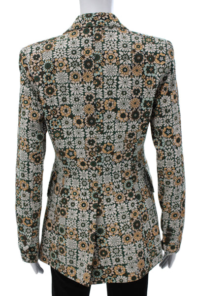 Smythe Womens Blazer Multicolor Floral Cotton Button Long Sleeve Size 4