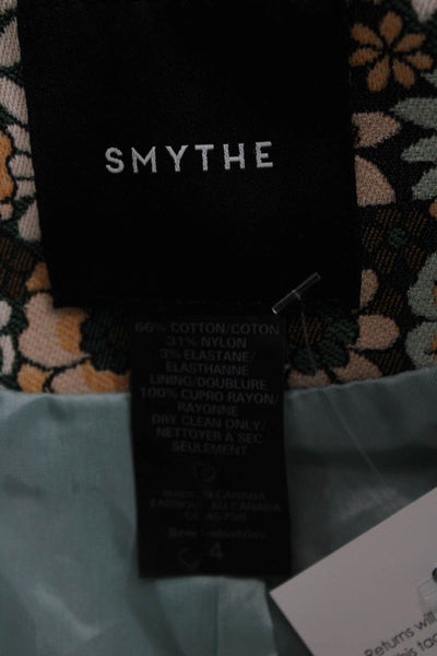Smythe Womens Blazer Multicolor Floral Cotton Button Long Sleeve Size 4