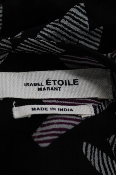Isabel Marant Etoile Women Maxi Dress Black Floral RoundNeck LongSleeve Size 36
