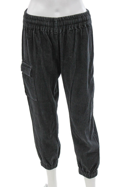 KT x T/Shirt Unisex Gray Striped Corduroy Jogger Pants Drawstring Size S