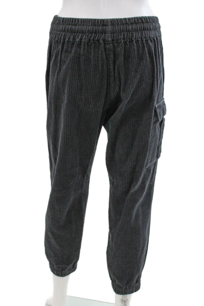 KT x T/Shirt Unisex Gray Striped Corduroy Jogger Pants Drawstring Size S