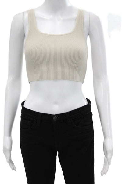 Babaton Womens Beige Cropped Tank Top Square Neck Sleeveless Size XS
