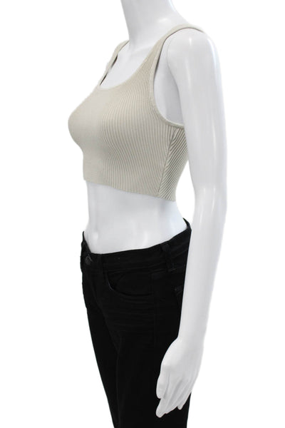 Babaton Womens Beige Cropped Tank Top Square Neck Sleeveless Size XS