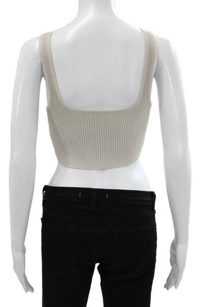 Babaton Womens Beige Cropped Tank Top Square Neck Sleeveless Size XS