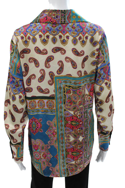 Zara Womens Paisley Collared Button Down Blouse Long Sleeve Multicolor Size XS