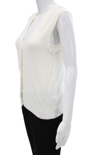 Zara Womens Sleeveless V-Neck Blouse White Button Size S