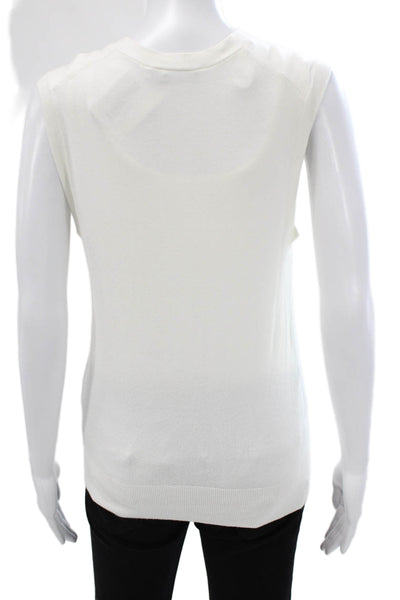 Zara Womens Sleeveless V-Neck Blouse White Button Size S