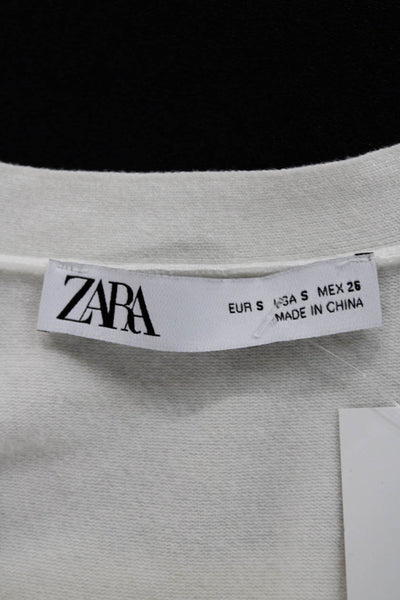 Zara Womens Sleeveless V-Neck Blouse White Button Size S