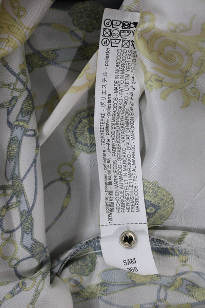 Zara Woman Women Button Down Long Sleeve White Collar Graphic Polyester Size XS