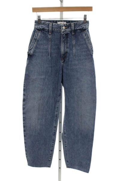 Agolde Womens High Rise Tapered Jeans Blue Button 100% Cotton Size 23