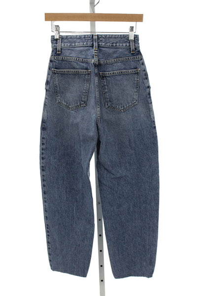 Agolde Womens High Rise Tapered Jeans Blue Button 100% Cotton Size 23
