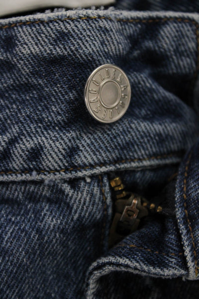 Agolde Womens High Rise Tapered Jeans Blue Button 100% Cotton Size 23