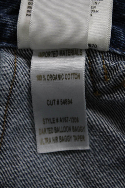Agolde Womens High Rise Tapered Jeans Blue Button 100% Cotton Size 23