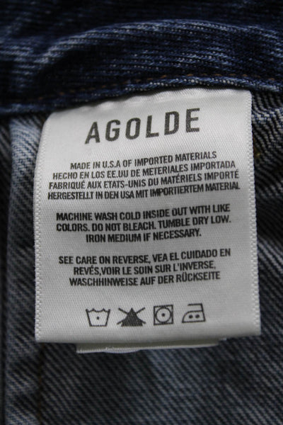 Agolde Womens High Rise Tapered Jeans Blue Button 100% Cotton Size 23