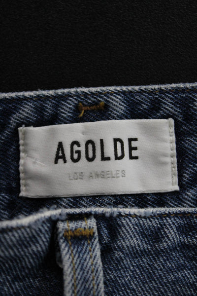 Agolde Womens High Rise Tapered Jeans Blue Button 100% Cotton Size 23