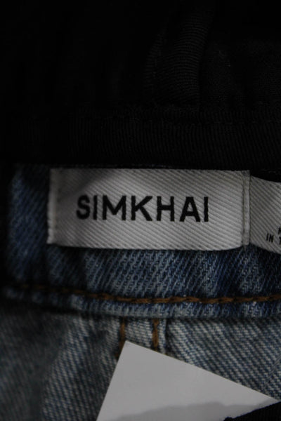 Simkhai Womens Wide-Leg Jeans Blue High Rise Button Fly Inseam 30 Size 0