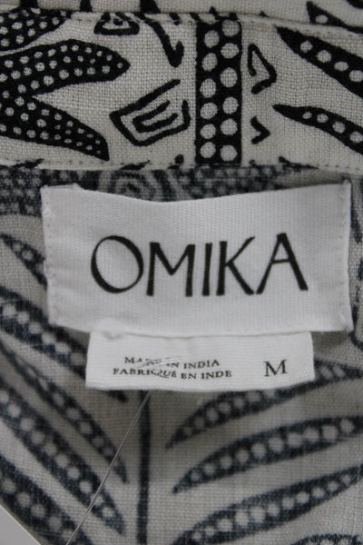 Omika Women Black Floral Collared Short Sleeve Button-Up Romper Size M