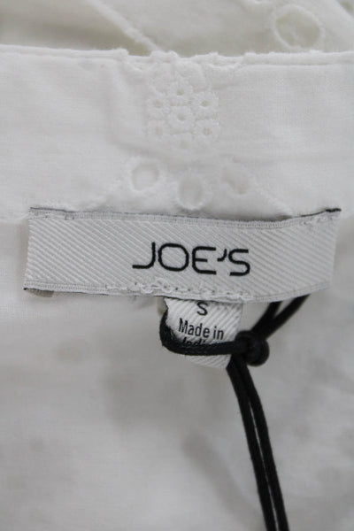 Joes Jeans Women Fit & Flare Dress White Cotton V-Neck Short Sleeve Size S