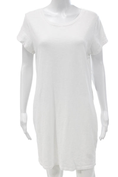 Perfect White Tee Women White Tshirt Dress Crew Neck Short Sleeve Cotton Size S