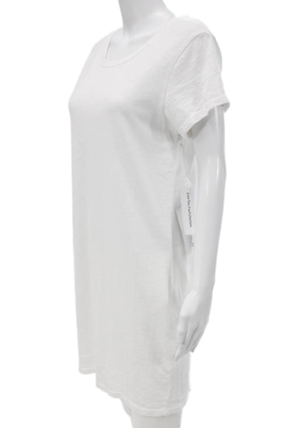 Perfect White Tee Women White Tshirt Dress Crew Neck Short Sleeve Cotton Size S
