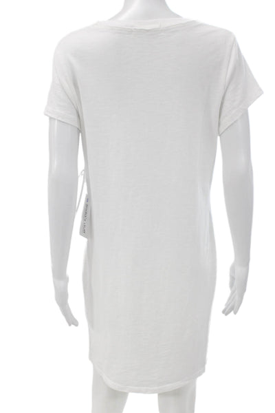 Perfect White Tee Women White Tshirt Dress Crew Neck Short Sleeve Cotton Size S