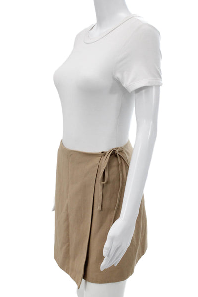 Pomander Place Womens Wrap Skirt Beige Linen Rayon Polyester Tie Short Size XS