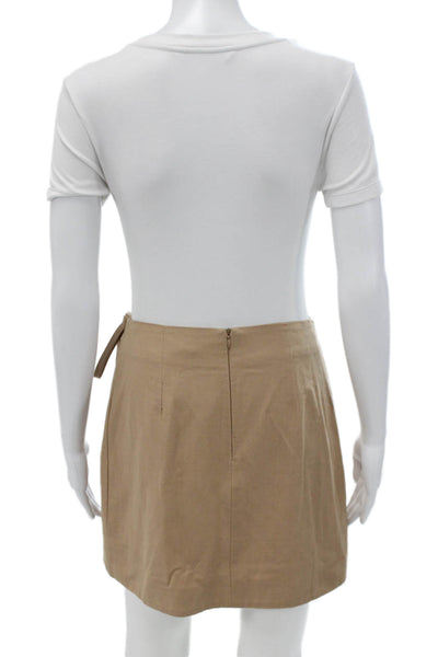 Pomander Place Womens Wrap Skirt Beige Linen Rayon Polyester Tie Short Size XS