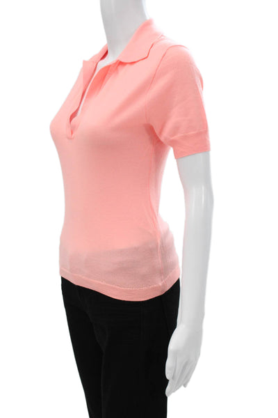 J Crew Women Merino Wool Collared Short Sleeve Pullover Sweater Pink Size S