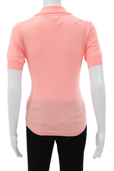 J Crew Women Merino Wool Collared Short Sleeve Pullover Sweater Pink Size S