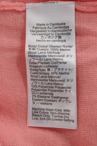 J Crew Women Merino Wool Collared Short Sleeve Pullover Sweater Pink Size S