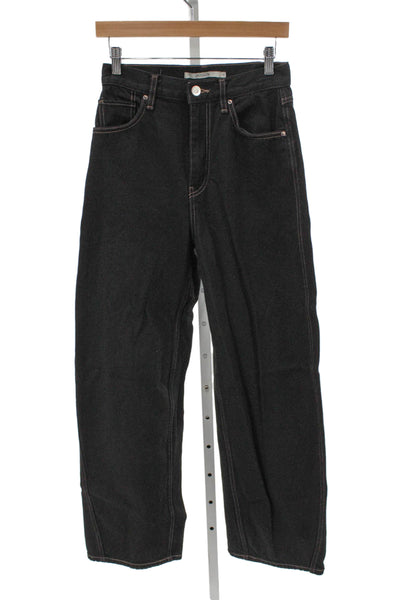 Hudson Women Wide-Leg Jeans Black High Rise 30in Inseam 100% Cotton Size 24